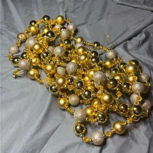 20’ +/- Gold Shatterproof Ball Christmas Garland 2 Strands 10’ each